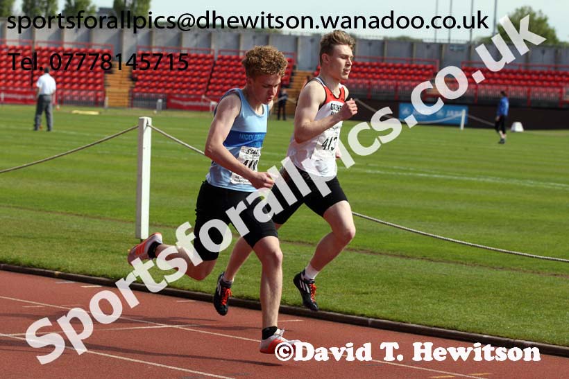 Mens under-17s 400 metres hurdles, North Eastern Champs, Gateshead Stadium. Photo: David T. Hewitson/Sports for All Pics